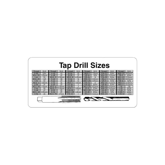 Tap Drill Chart Kiss-Cut Sticker