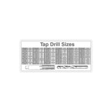Tap Drill Chart Kiss-Cut Sticker