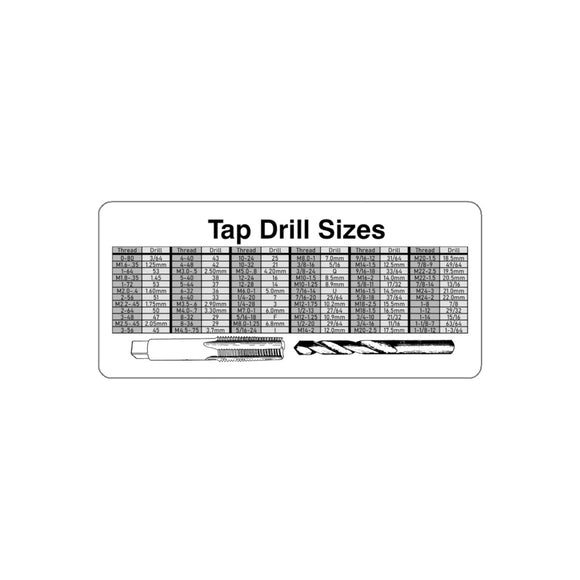 Tap Drill Chart Kiss-Cut Sticker