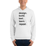 design. build. test. learn. repeat. Unisex hoodie