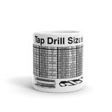 Tap Drill Chart Mug for Makers, Engineers, and Machinists